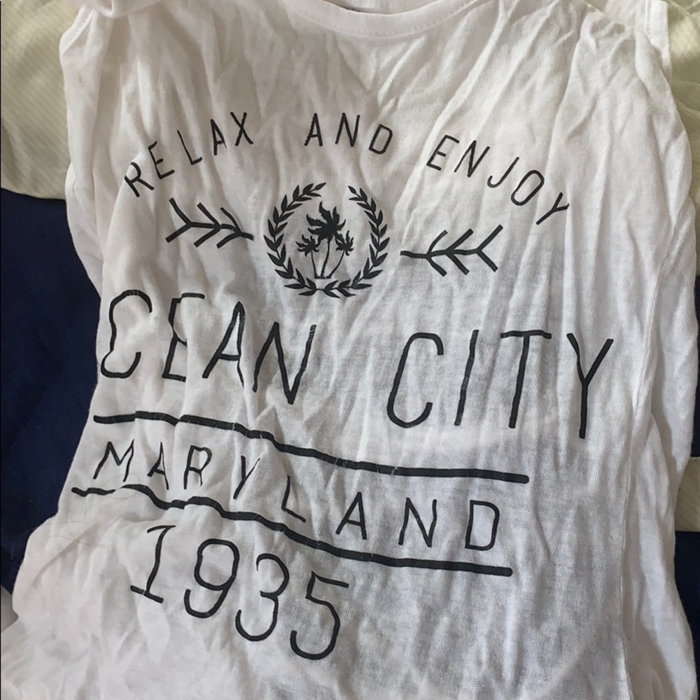 Ocean City Tee with rips in the back